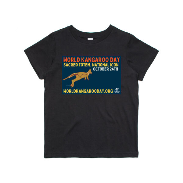 World Kangaroo Day 2025 children's black front print only Thumbnail
