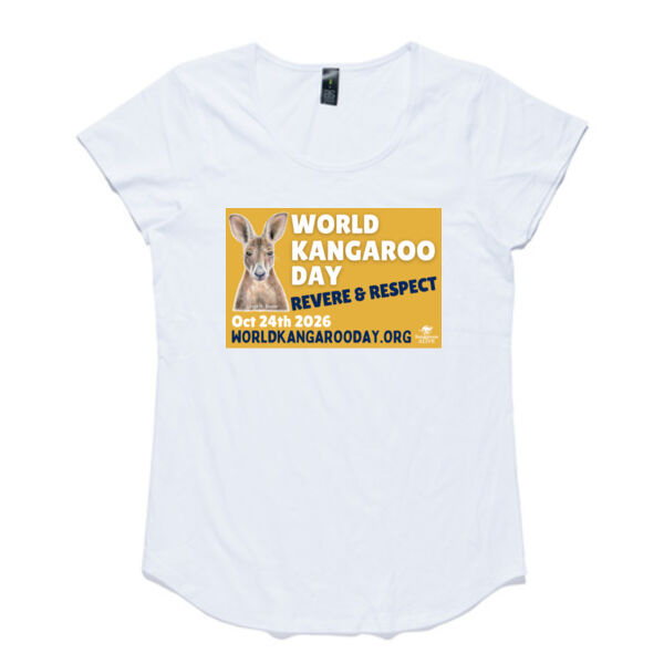 World Kangaroo Day 2026 women's scoop neck white front print only Thumbnail