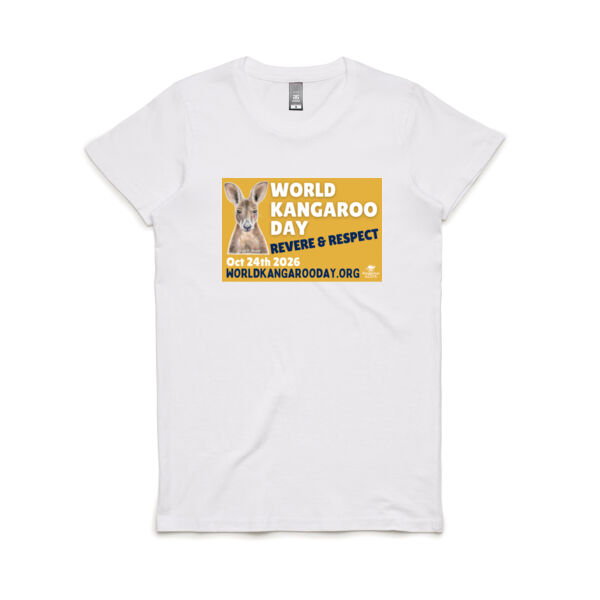 World Kangaroo Day 2026 women's white front print only Thumbnail