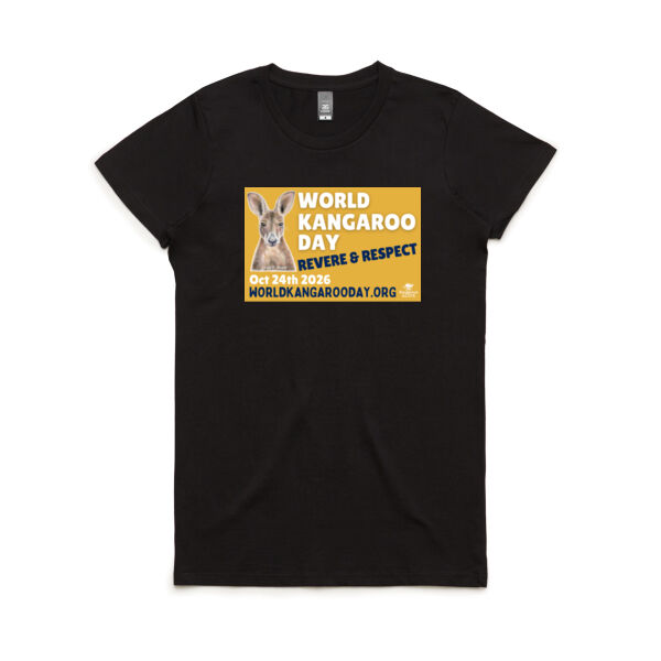 World Kangaroo Day 2026 women's black front print only Thumbnail