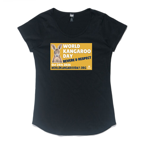 World Kangaroo Day 2026 women's scoop neck black front print only 2 Thumbnail
