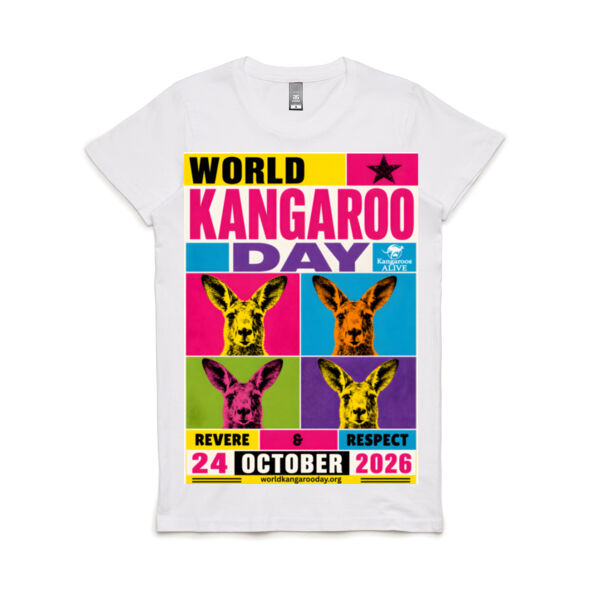 World Kangaroo Day 2026 Pop Art women's white front print only Thumbnail