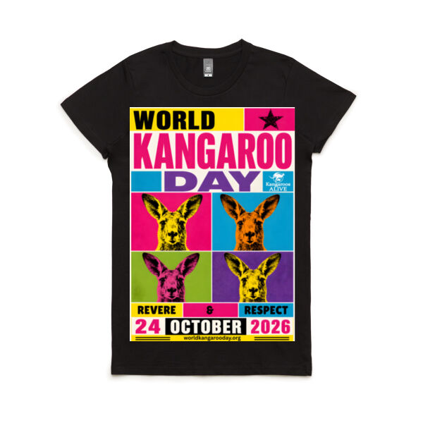 World Kangaroo Day 2026 Pop Art women's black front print only Thumbnail