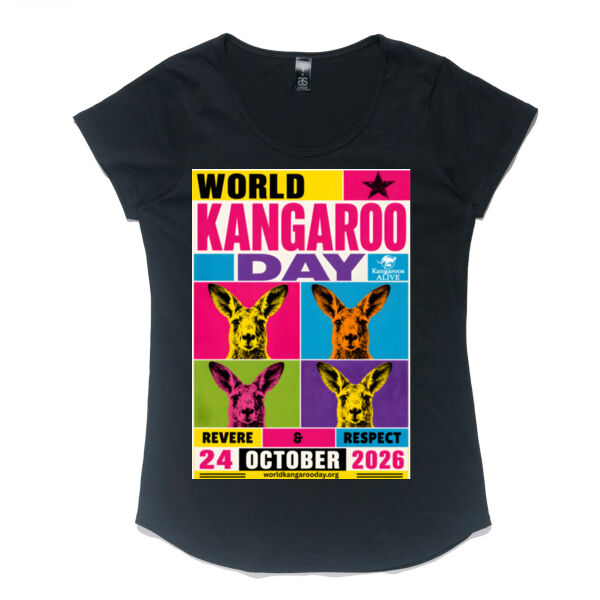 World Kangaroo Day 2026 women's scoop neck black front print only 2 2 Thumbnail
