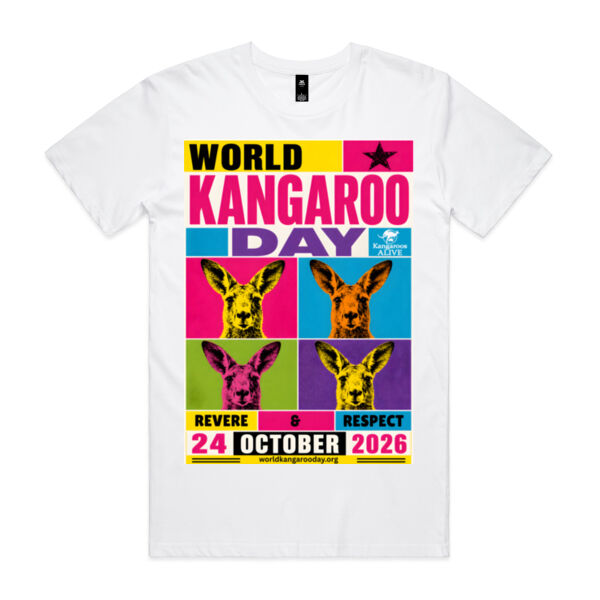 World Kangaroo Day 2026 Pop Art men's white front print only Thumbnail