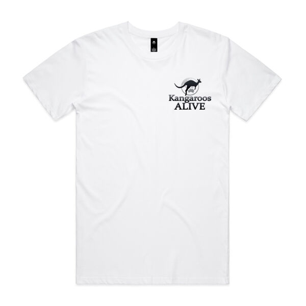 World Kangaroo Day 2026 men's white logo front and WKD art on back Thumbnail